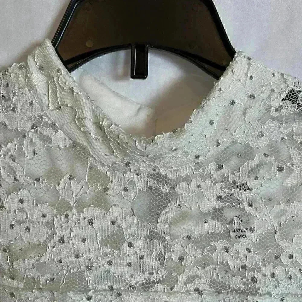 NWT - Speechless Lace to Floral High Low Dress, White & Blue Flowers (Size 16) - Picture 12 of 14